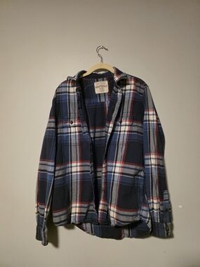 Aeropostale Navy, White & Red Plaid Button-Up Shirt